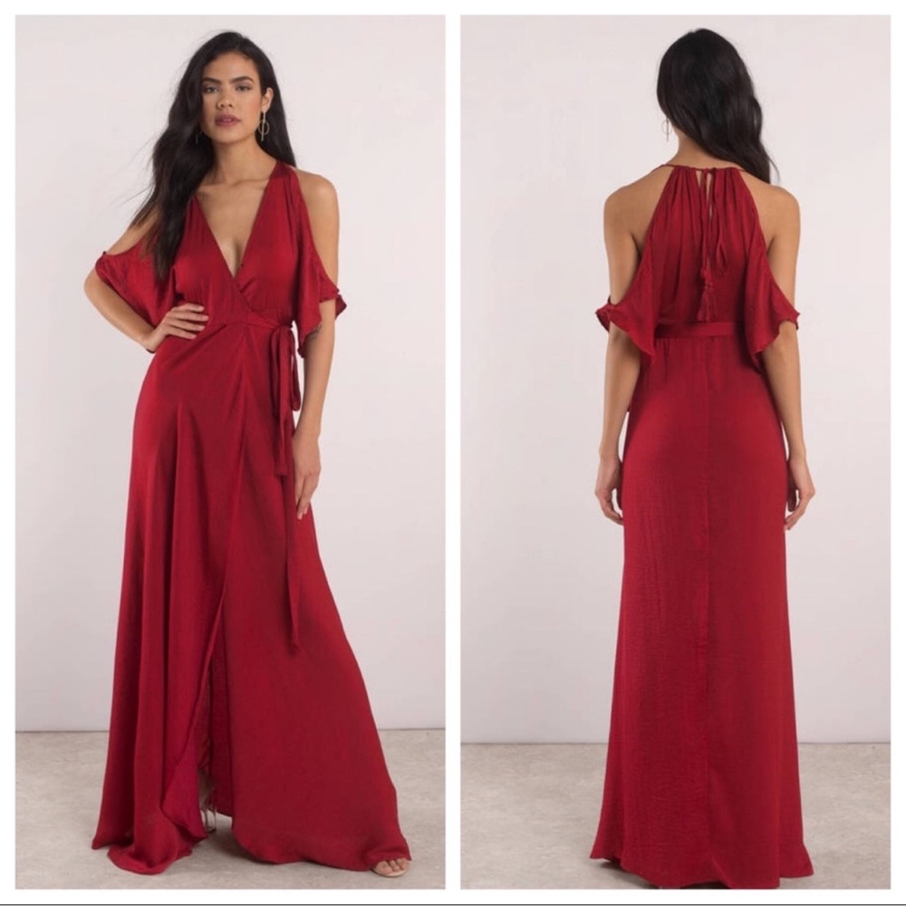 Tobi Love Again Wine Cold Shoulder Maxi Dress S